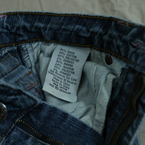 Y2K l.e.i. Jeans Kids 10 Regular Butterfly Embroidered Flare Blue Denim - Picture 5 of 10